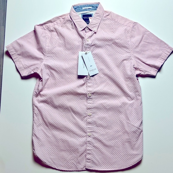 🆕 Denim Flower Dot Short Sleeve Button Down - Med - Picture 2 of 4